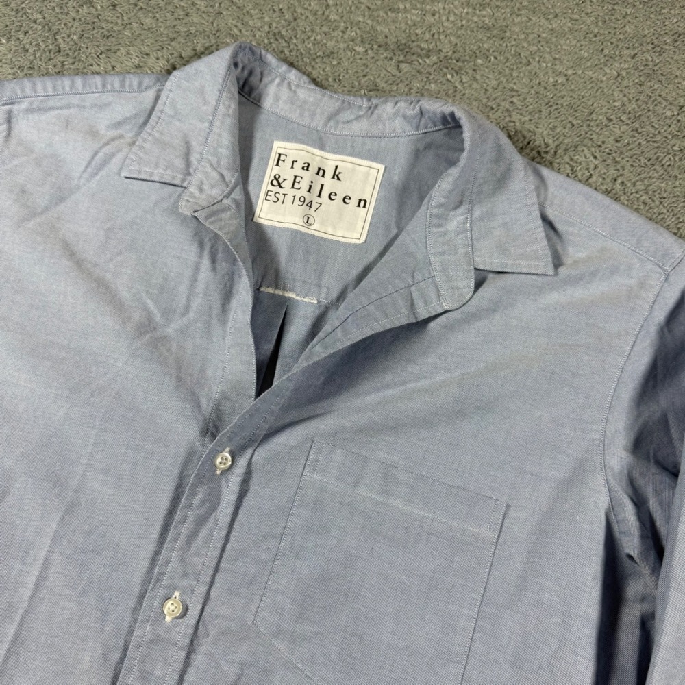 Frank & Eileen Oxford Button Down Shirt Womens Large Blue Eileen Chest Pocket